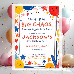 Funny kids birthday invitation template editable in Canva