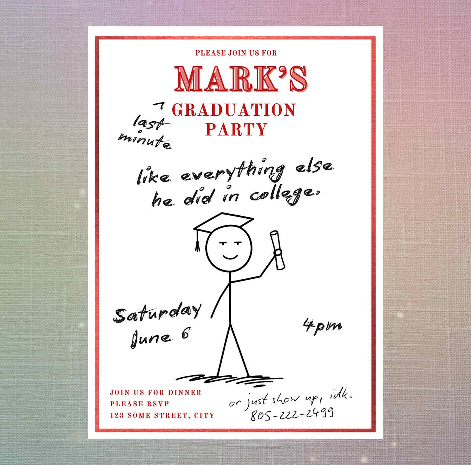 Last Minute Graduation Party Invitation Template